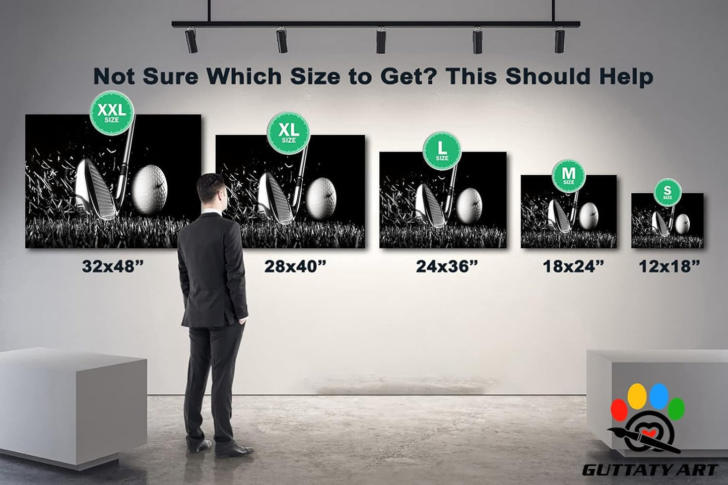 GUTTATY Golf Wall Art, Golf Pictures Posters Canvas Print Wall Decor for Golfer's Man Cave Home Ofice Ready to Hang (28x40 Inches)