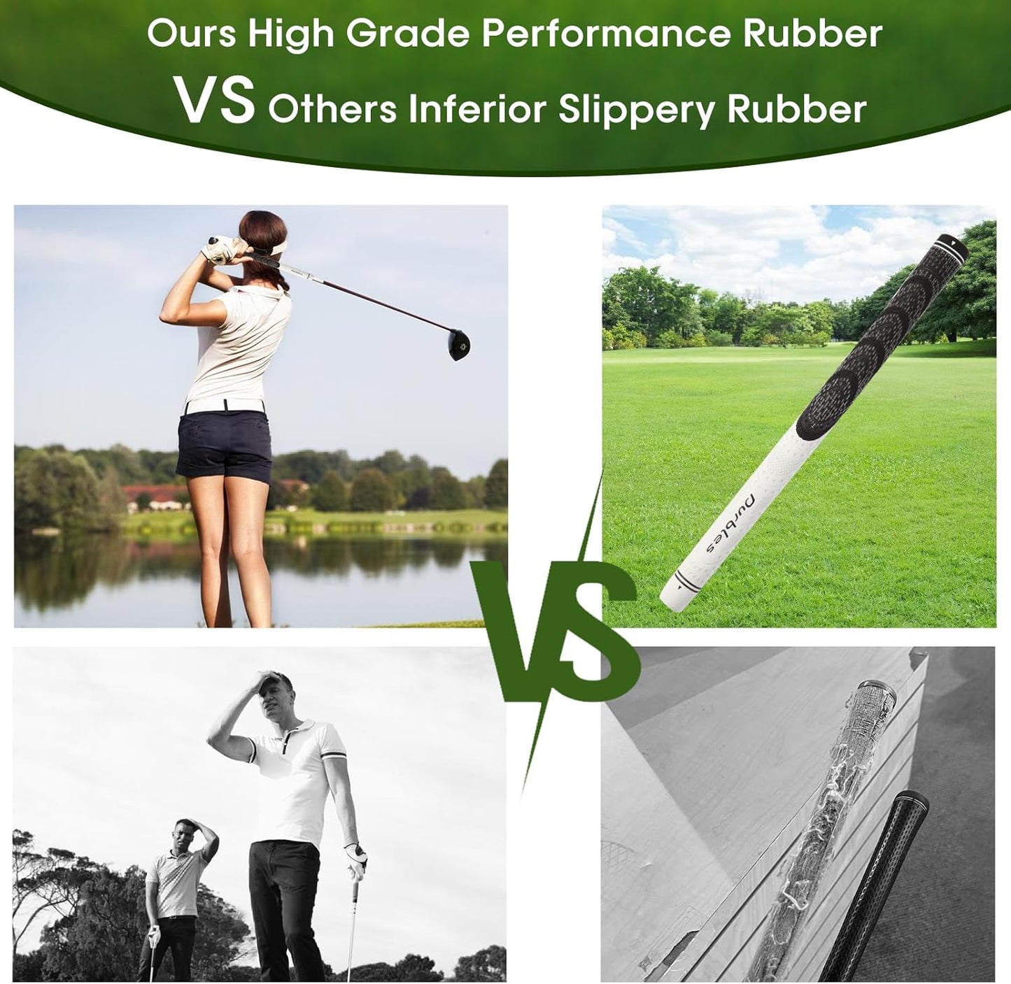 Golf Grips with Regripping Kit – All Weather Multi-Compound Golf Club Grips for Men & Women – Corded Rubber Grip Set – Standard & Midsize Wood and Iron Grip Kit – All Level Golfing Accessories