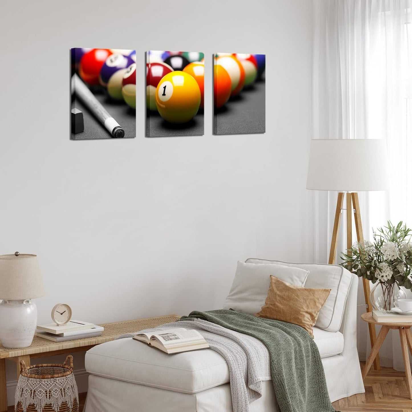 Apicoture Billiards Picture Canvas Wall Art Billiards Pool Hall Poster Pool Table Pictures Pool Room Wall Decor Ready to Hang 12"x16"x3 Pieces