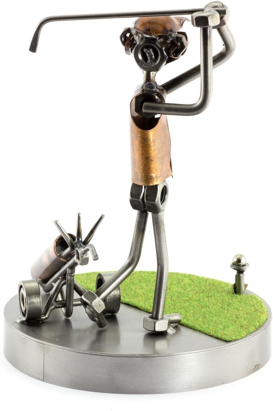 Golf Drive On The Green Sculpture Nuts and Bolts Handmade Ornaments Made in Germany Metal Figurine