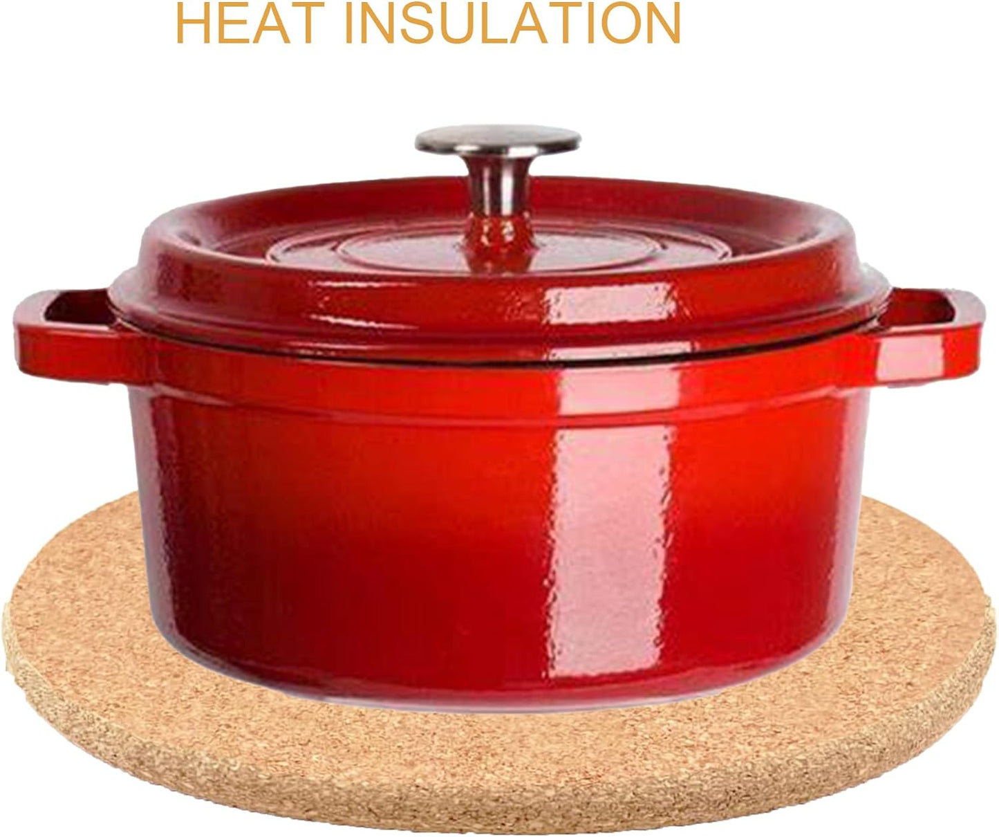 Cork Trivet Heat 7.5" High Density Thick 0.4" Cork Coaster Set for Pots Cups and Pans, Heat Resistant Multifunctional Cork Board, Hot Pads for for Table & Countertop 6pcs