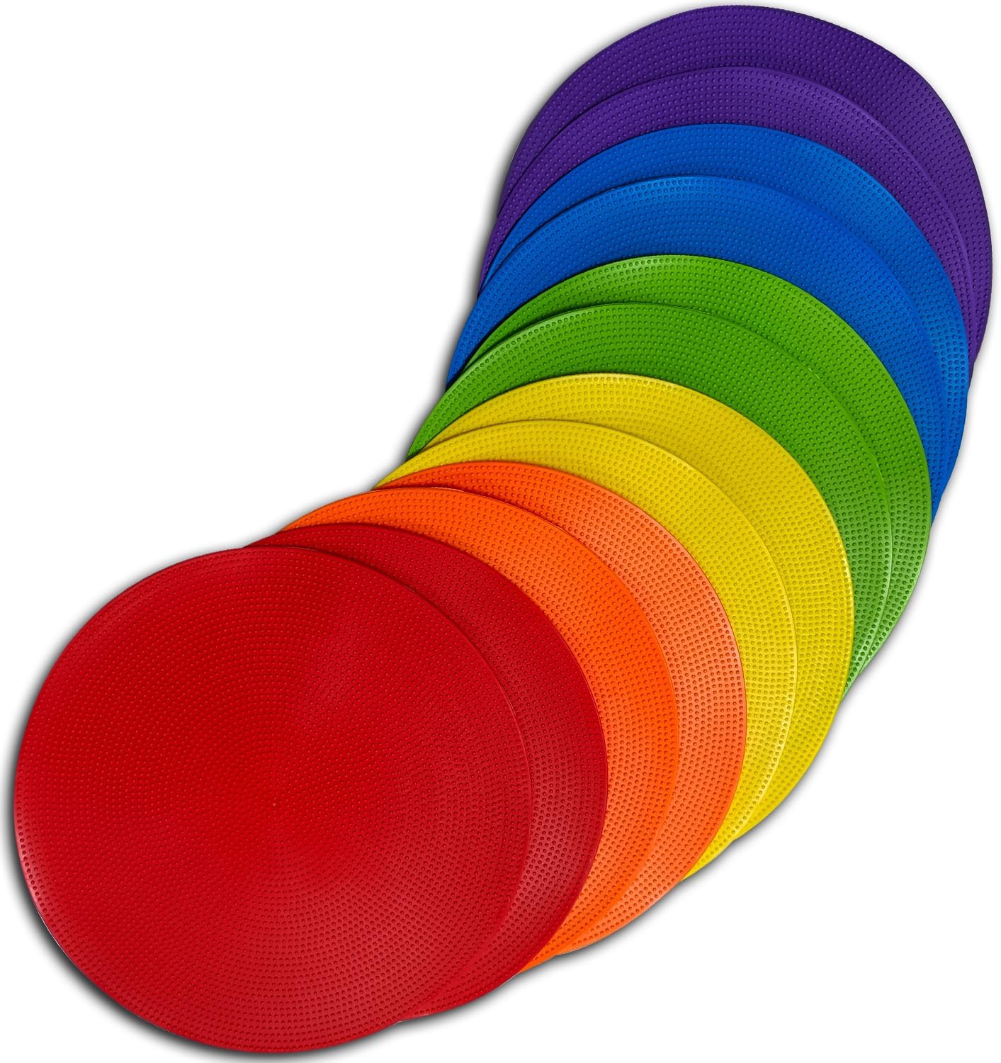 9 Inch Colored Poly Spot Marker 12 Pcs, Non-Slip Rubber Agility Markers Flat Field Cones Floor Dots for Football, Basketball Training Markers, Dance Practice and Drills with Flat Cones Points