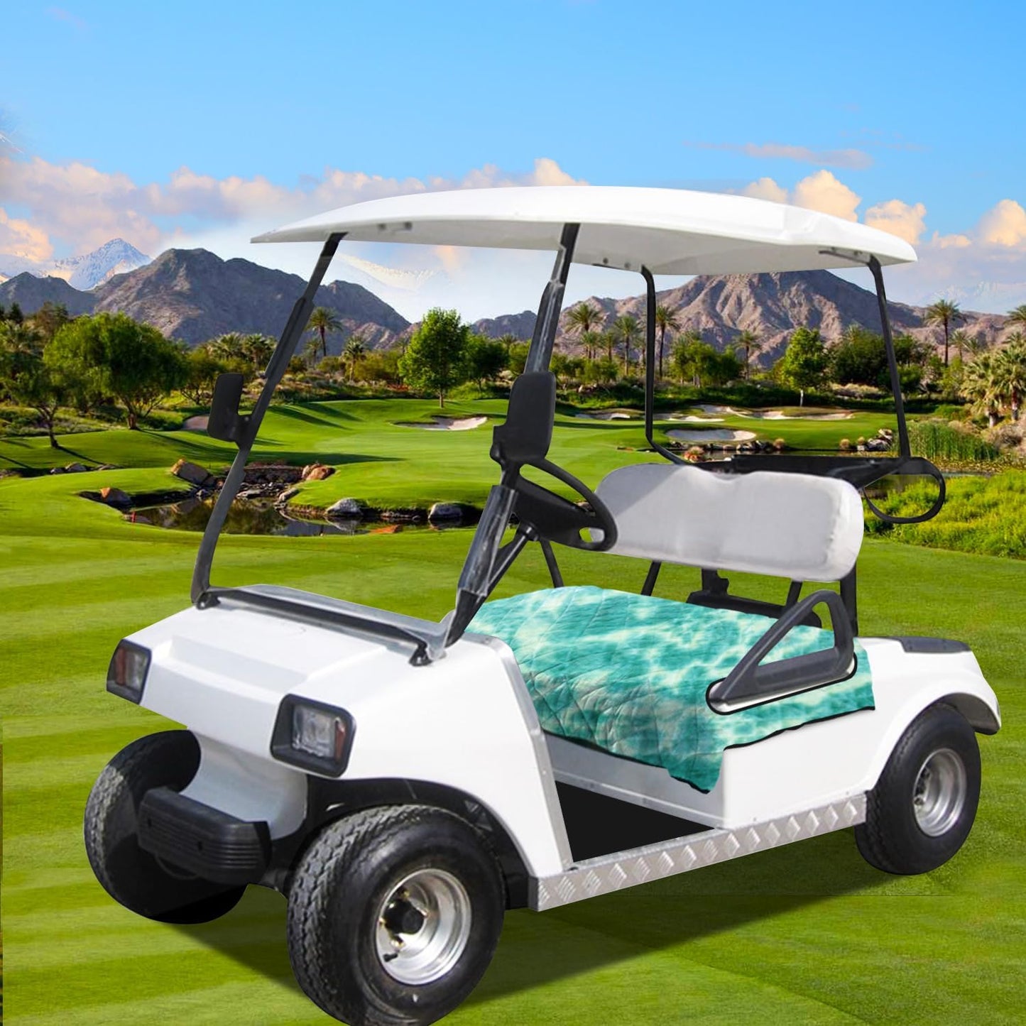 YOKYHOM Golf Cart Seat Covers, Golf Cart Seat Blanket, Bright and Unique Colors, Soft and Comfortable, Suitable for EZGO, Yamaha, Club Car and Other Two-Seat Golf Carts, 51" x 30", Blue Green