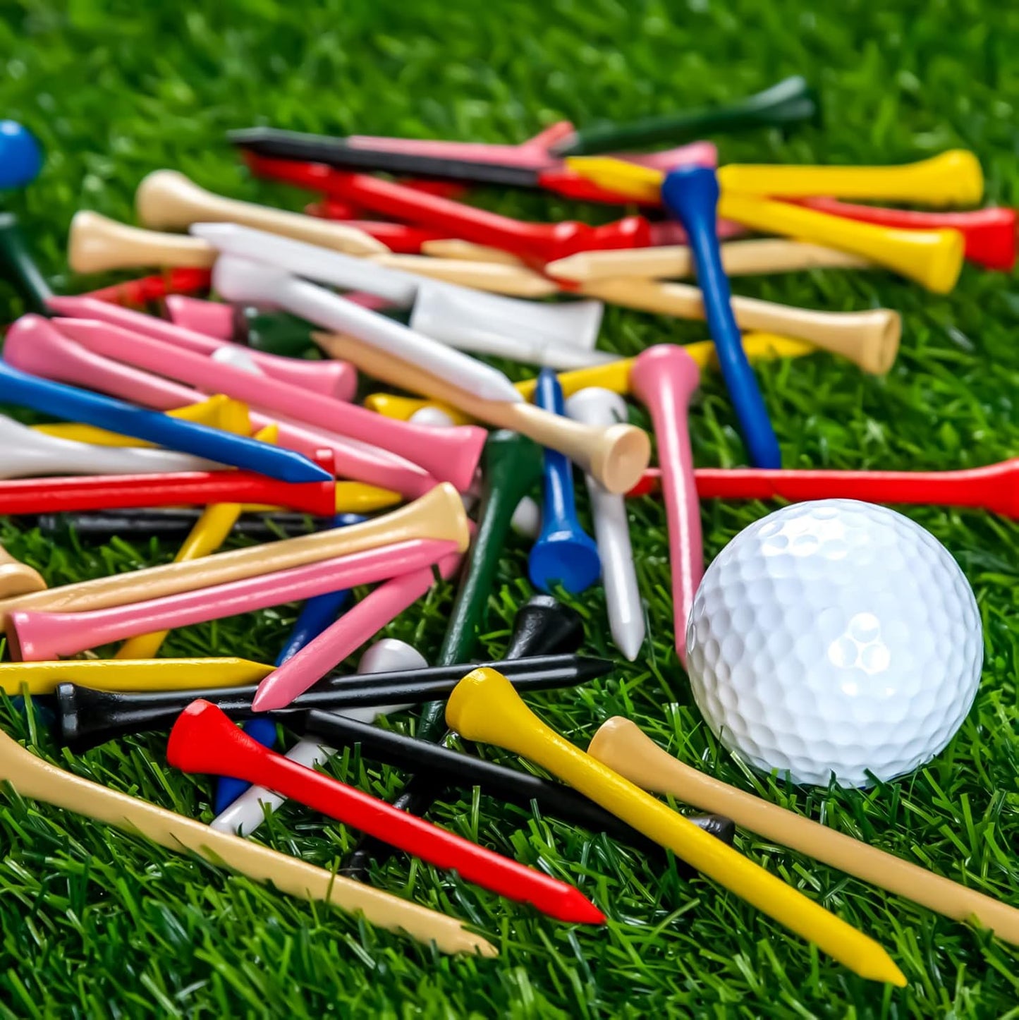 THIODOON Golf Tees Professional Natural Wood Golf Tees Pack of 100, Golfing Tees Multiple Colors Size 3-1/4 inch, 2-3/4 inch or 2-1/8 inch, Tall Golf Tees Bulk Reduce Side Spin and Friction