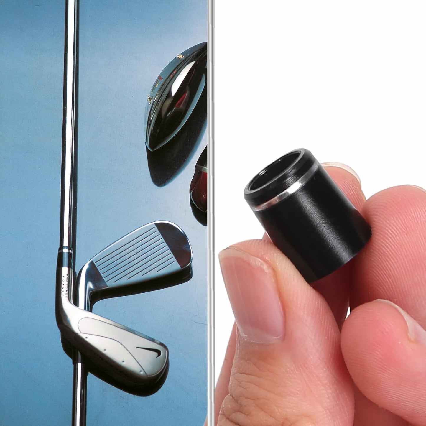 Mariyandh 12 Pcs ' Black Golf Club Ferrules for Irons Shaft Universal with Single Silver Ring