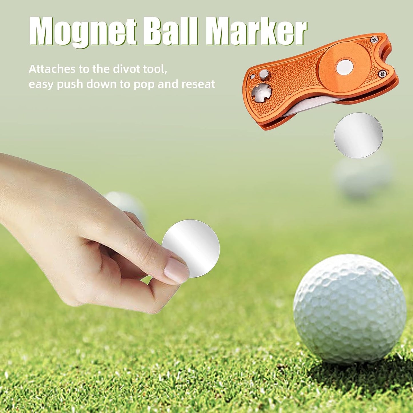 Mile High Life Golf Divot Repair Tool, All Metal Foldable Divot Tool with Pop-up Button & Magnetic Ball Marker, 2-6 Pack