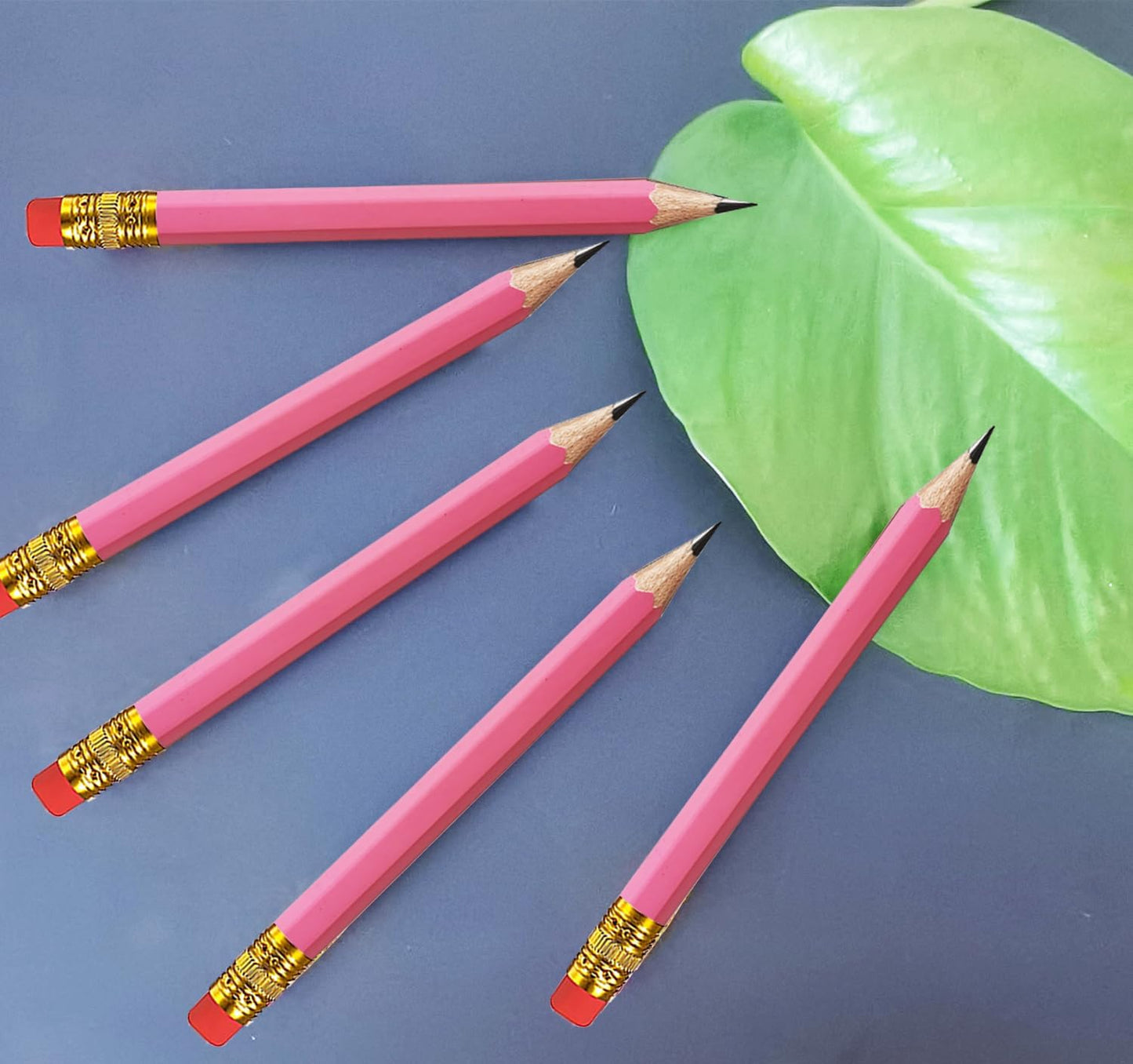 Adhere 25pcs Golf Pencils with eraser Hexagon Wooden Pencils Graphite 2B for Golf Event Scoring,Classroom,Wedding,Company Meetings,Pew, Pocket (Pink)