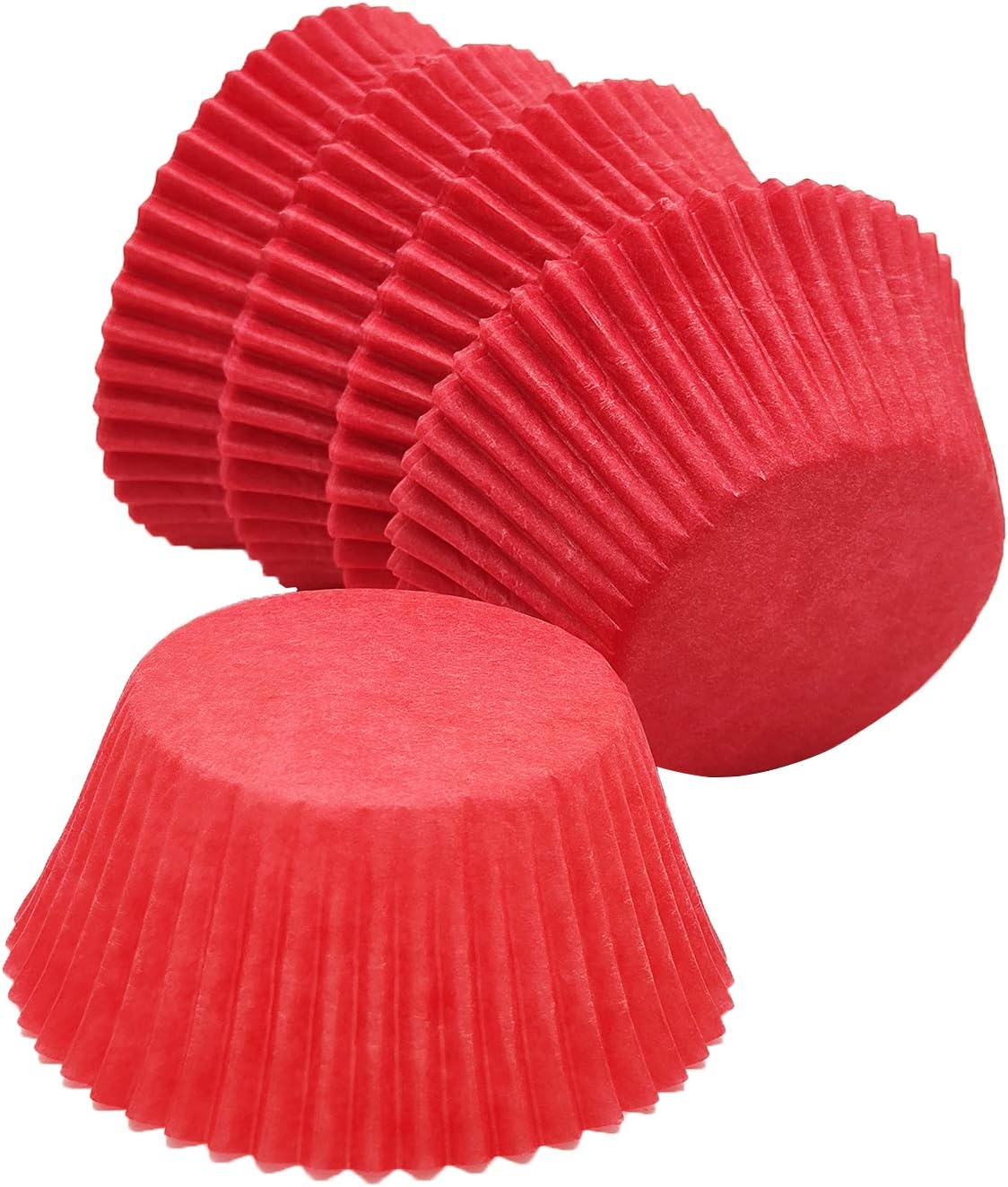 Premium Red Greaseproof Cupcake Liners Muffin Paper Baking Cups Standard Size, 100-Count