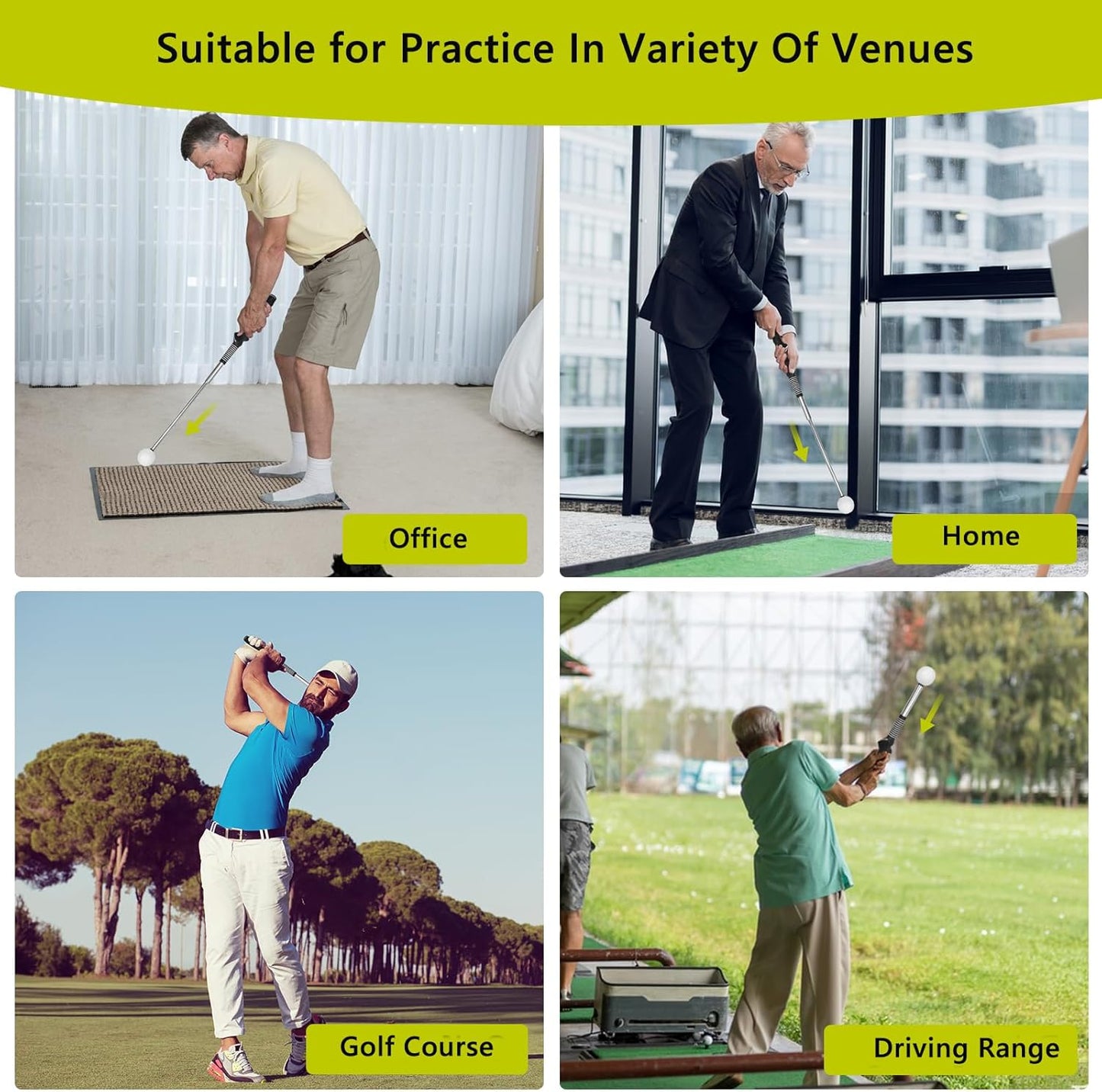 Retractable Golf Swing Aid for Golf Speed Training, Rhythm Click Golf Swing Trainer for Indoor Golf Practice & Outdoor Warm Up, Golf Grip Trainer for Improving Hitting Strength & Tempo