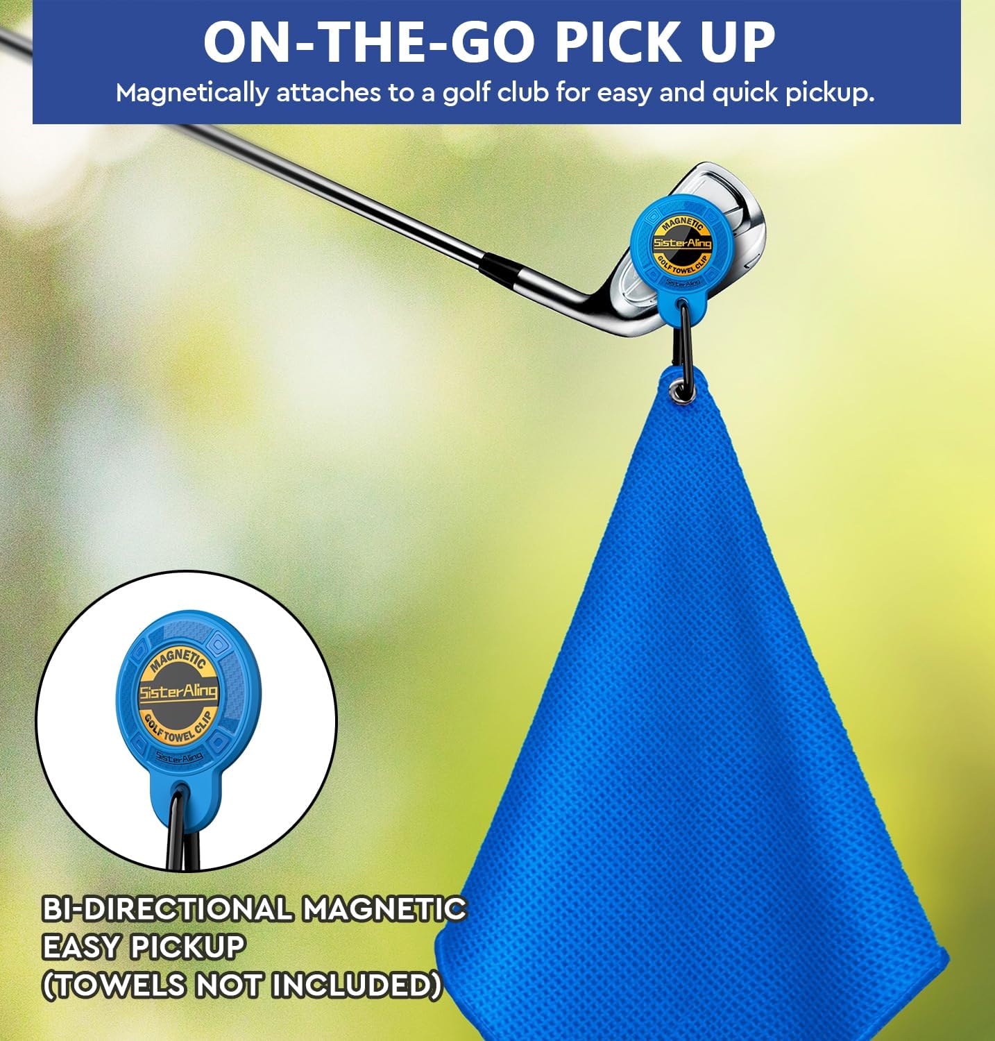Magnetic Clip for Golf Towel,Removable Industrial Magnetic Accessories Design for Strong Hold to Golf Carts or Clubs (2, Blue)