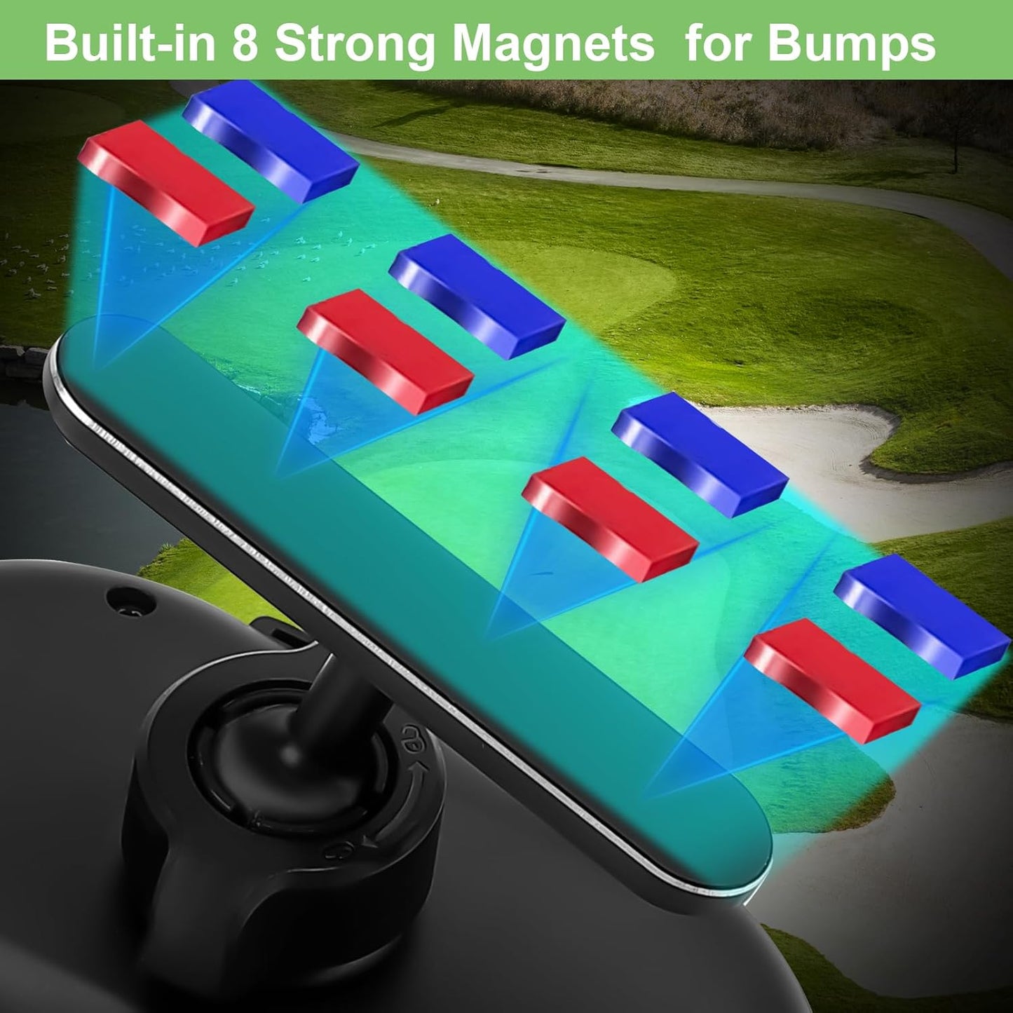 Magnetic Golf Cart Phone Holder for EZGO Club Car Yamaha, Golf Cart Phone Mount with Strong Magnets for iPhone Samsung Galaxy Google Pixel & all Cellphones, Easy Pick & Place Golfing Accessories