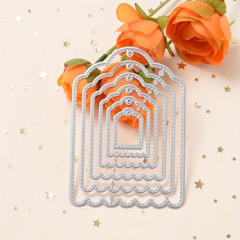 Lapoo Cutting Die for Scrapbooking, 3D Backgrounds Frame New Cutting Dies DIY Album Card Making Decor Paper Craft Metal Die Cuts Party Decorations (Multiple Label Boxes 4.7 x 3.3 in)