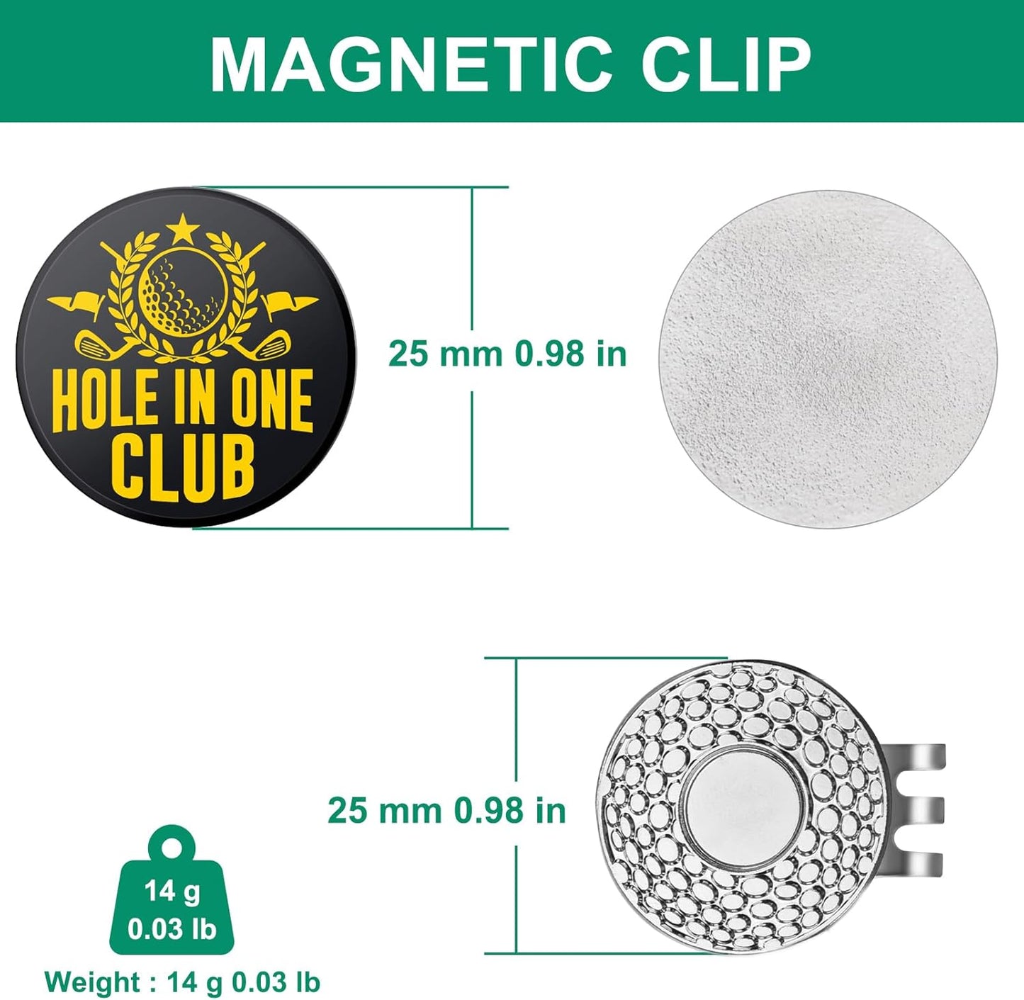 Golf Ball Marker Hat Clip, Funny Golf Accessories, Golf Gifts for Men 25 MM