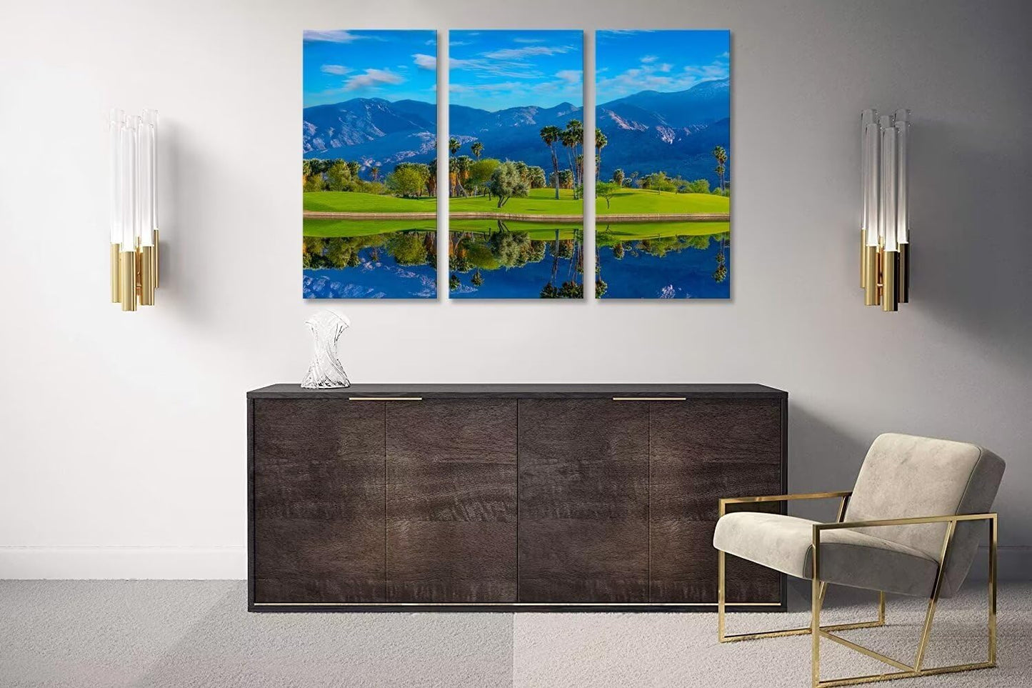 chenchenArt USA California Golf Course Wall Art for Living Room Bedroom Bathroom Home Decorations Golf Course Pictures Posters Canvas Prints Modern Artwork Framed Ready to Hang(14''W x 28''H x3)