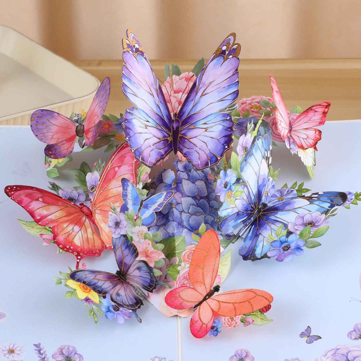 3D Butterfly Greeting Cards, Flowers Pop Up Birthday Cards, for Mom, Sister, Grandmother, Wife, Daughter, and other women, with envelope
