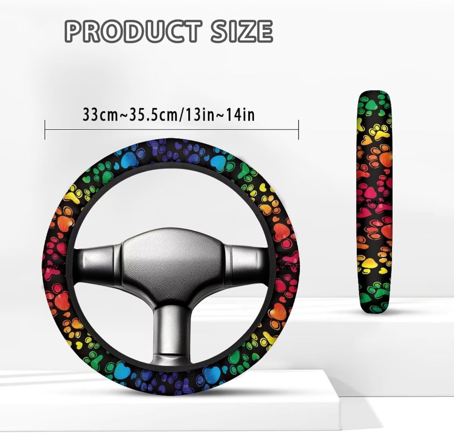 Neon Dog Paw Golf Cart Steering Wheel Cover 13-14 Inch Anti-Slip Golf Cart Steering Wheel Covers Stretchable Accessories for Club Car, Easy to Use and Clean