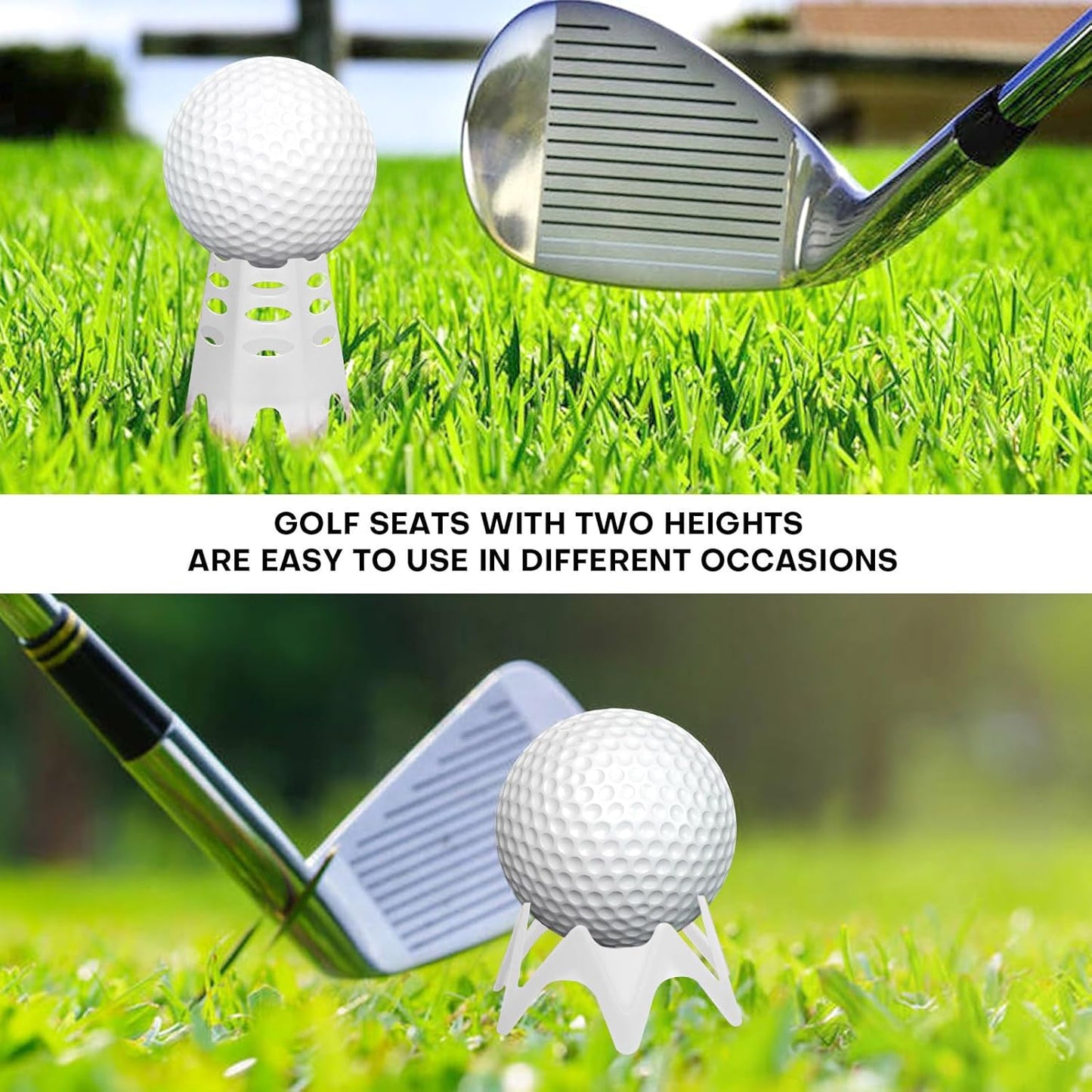 Golf Simulator tees, 24Pcs Plastic Golf Mat Tees for Home, Outdoor or Indoor Golf Tees for Training, Practice Golf tees for Winter Turf and Driving Range, Pack of 12 Tall & 12 Small