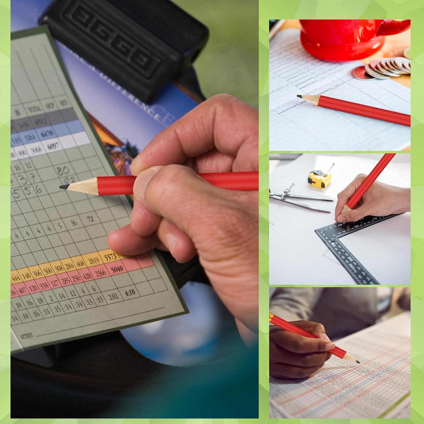 50 Pcs 4 Inch Mini Golf Pencils with Erasers Bulk Pack of Wooden Pencils for Parties Weddings School and Offices (Red)