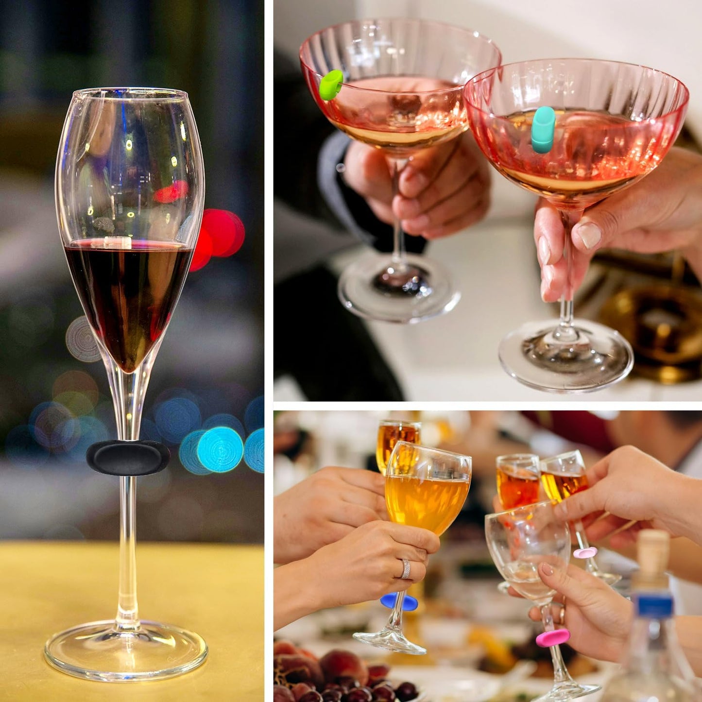 12PCS Wine Glass Markers Charms, Reusable Silicone Drink Tags for Wine Glasses, Champagne, Cocktails & Beer Bottles, Colorful Cup Identifiers for Bar, Party, Wedding, Birthday & Home Entertaining(colorful)