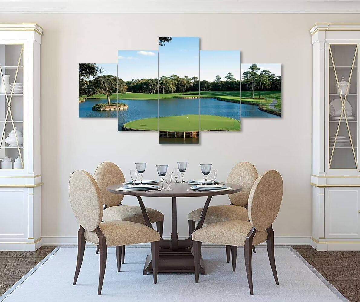 USA Florida Golf Course Wall Art for Living Room Bedroom Bathroom Home Decorations USA TPC Sawgrass Golf Course Pictures Posters Canvas Prints Modern Artwork Framed Ready to Hang(60''W x 32''H)