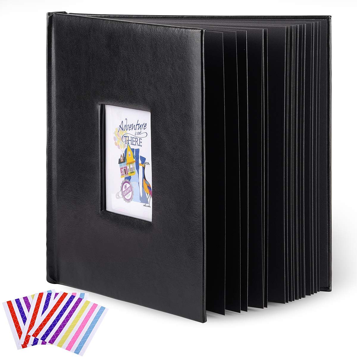 Leather Scrapbook Album DIY Set Scrap Book Album Hardcover Pictures Book 10.5"x10.5",DIY,Handmade for Anniversary,Family Memories,Couples,Friend&Baby,Accommodates 3x5 to 8x10 Photos (Leather-black)