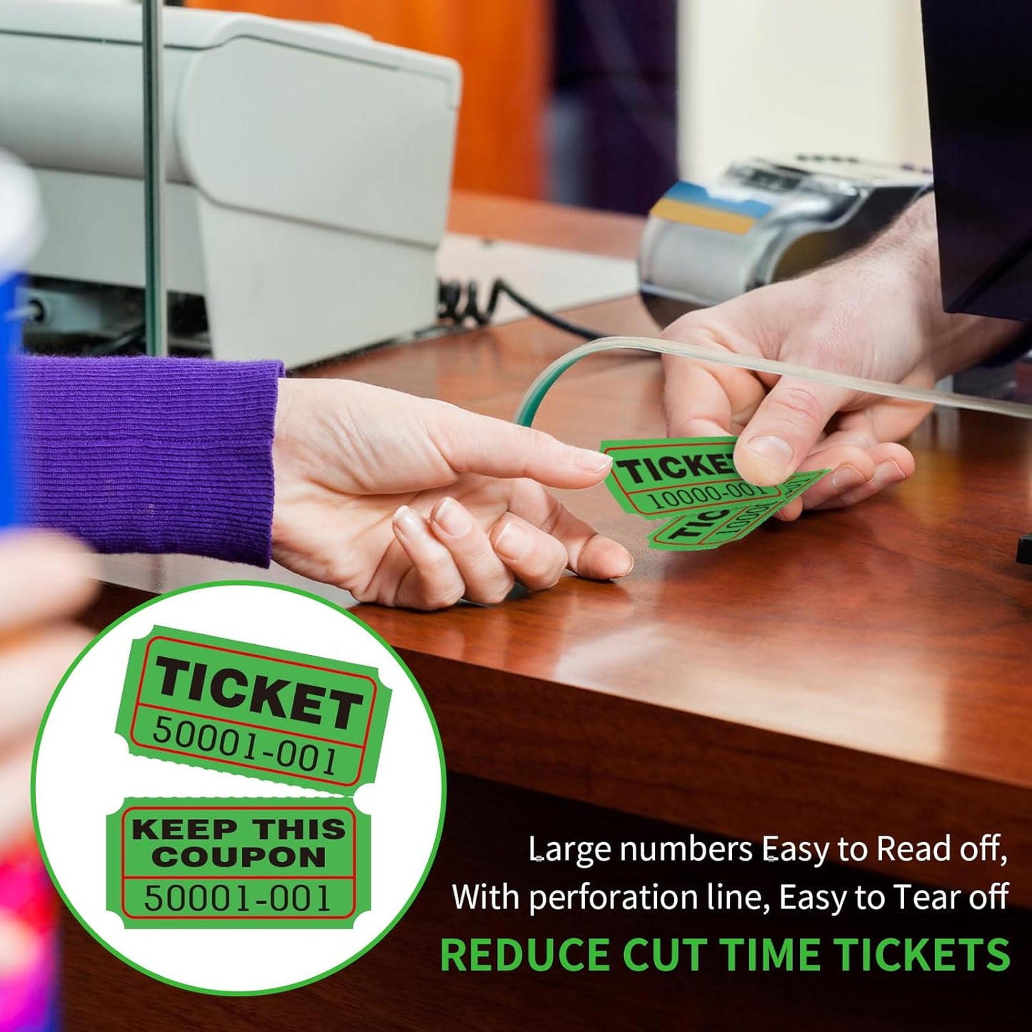 L LIKED Raffle Tickets Double Rolls 1000 per Roll 50/50 Raffle Tickets for Events, Entry, Class Reward, Prizes (Green)