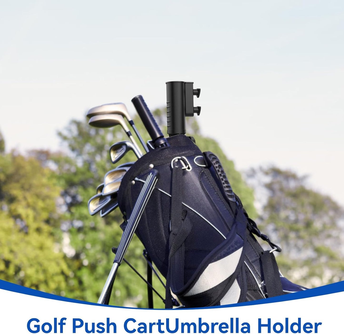 Golf Push Cart Umbrella Holder, 180 Degrees Adjustable Golf Trolley Umbrella Holder, Universal Heavy-duty Windproof Umbrella Holder Stroller Bicycle Bike Wheelchair Mobility Scooter Beach Chair