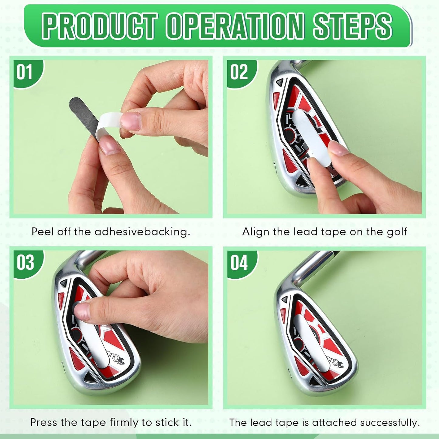 100 Pcs Golf Weighted Lead Tape 0.1 oz/ 3 g Adhesive Lead Tape Strips Add Swing Weights for Golf Clubs Iron Putter Tennis Racket Squash Racquet Adjust Weight