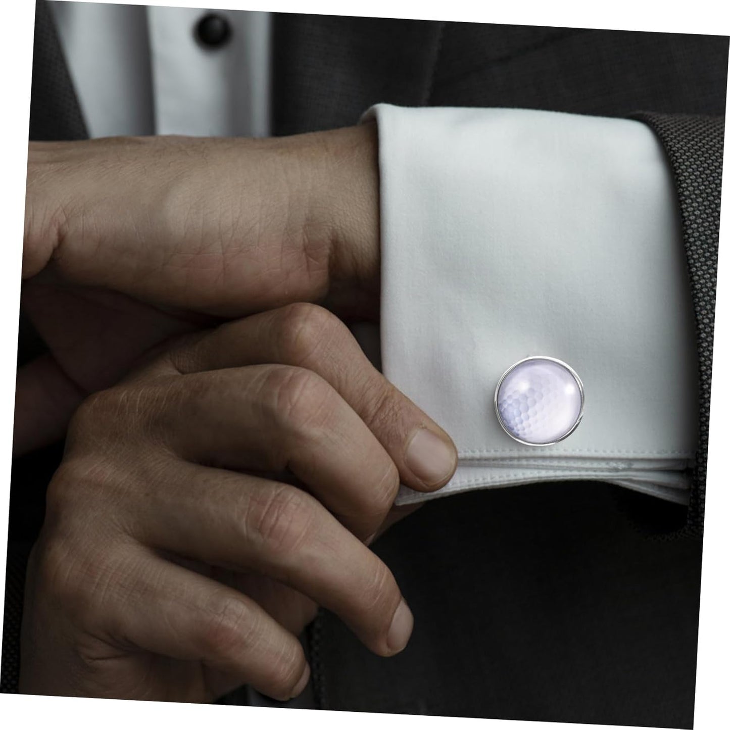 Men's Golf Cufflinks Silver Crystal Glass Gemstone Shirt Studs Metal Jewelry Accessory for Business Wedding Tuxedo Shirts