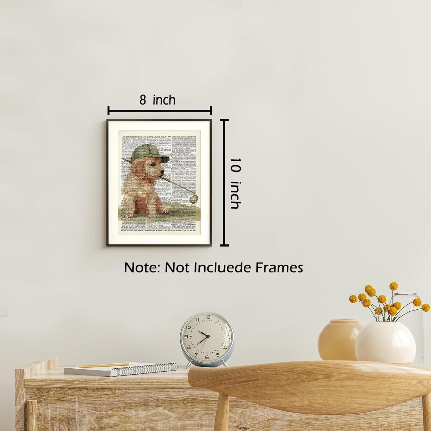 KSDUT Vintage Dog Golf Wall Decor Art Set of 4 - Retro Golden Retriever Artwork Poster Prints Golf Club Wall Decor Golf Gifts Wall Art for Nursery Sports Room Dorm Decorations - 8"x10" Unframed