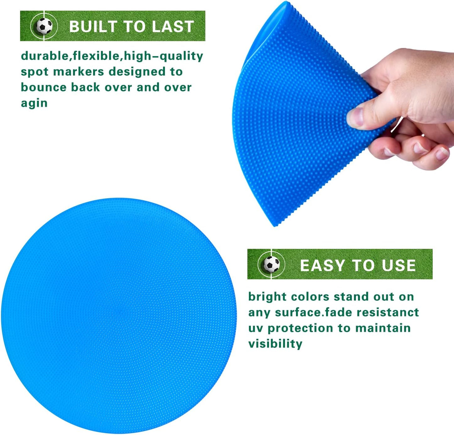 Poly Spot Markers 9 inch Non-Slip Rubber Agility Markers Flat Field Cones Floor Dots for Football, Soccer, Basketball Training Markers, School Activities, Exercise Drills, Social Distancing