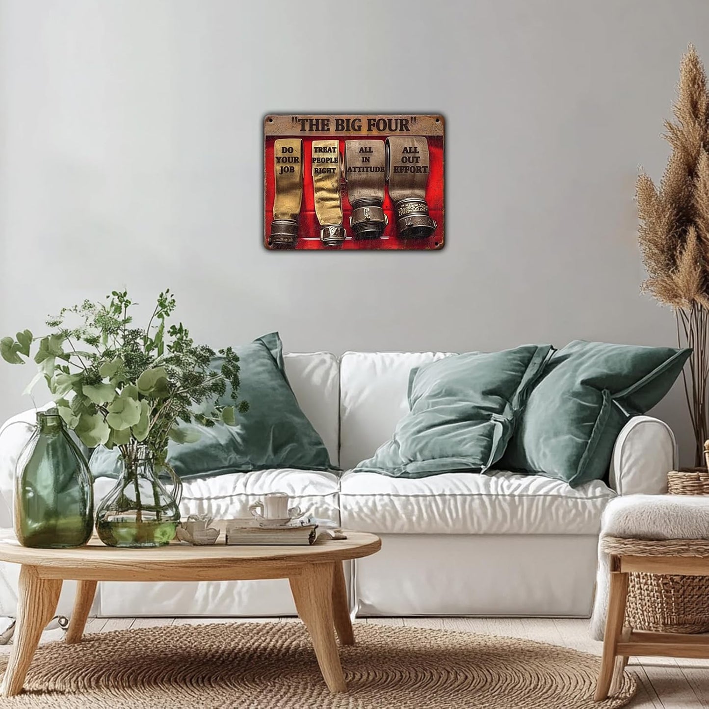 The Big Four Firefighter Do Your Job Firefighter Metal Tin Sign 12x16 Inch Retro Firefighter Metal Poster Plaque Fun Firefighter Tin Sign Home Kitchen Garden Bar Coffee Man Cave Wall Decor