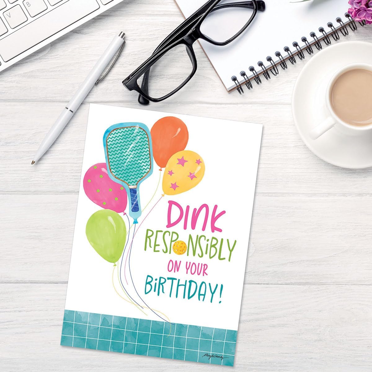 Current Pickleball Wishes Birthday Greeting Cards Value Pack - Set of 8, Single Design, Large 5 x 7 Inch Cards, Sentiments Inside, Envelopes Included