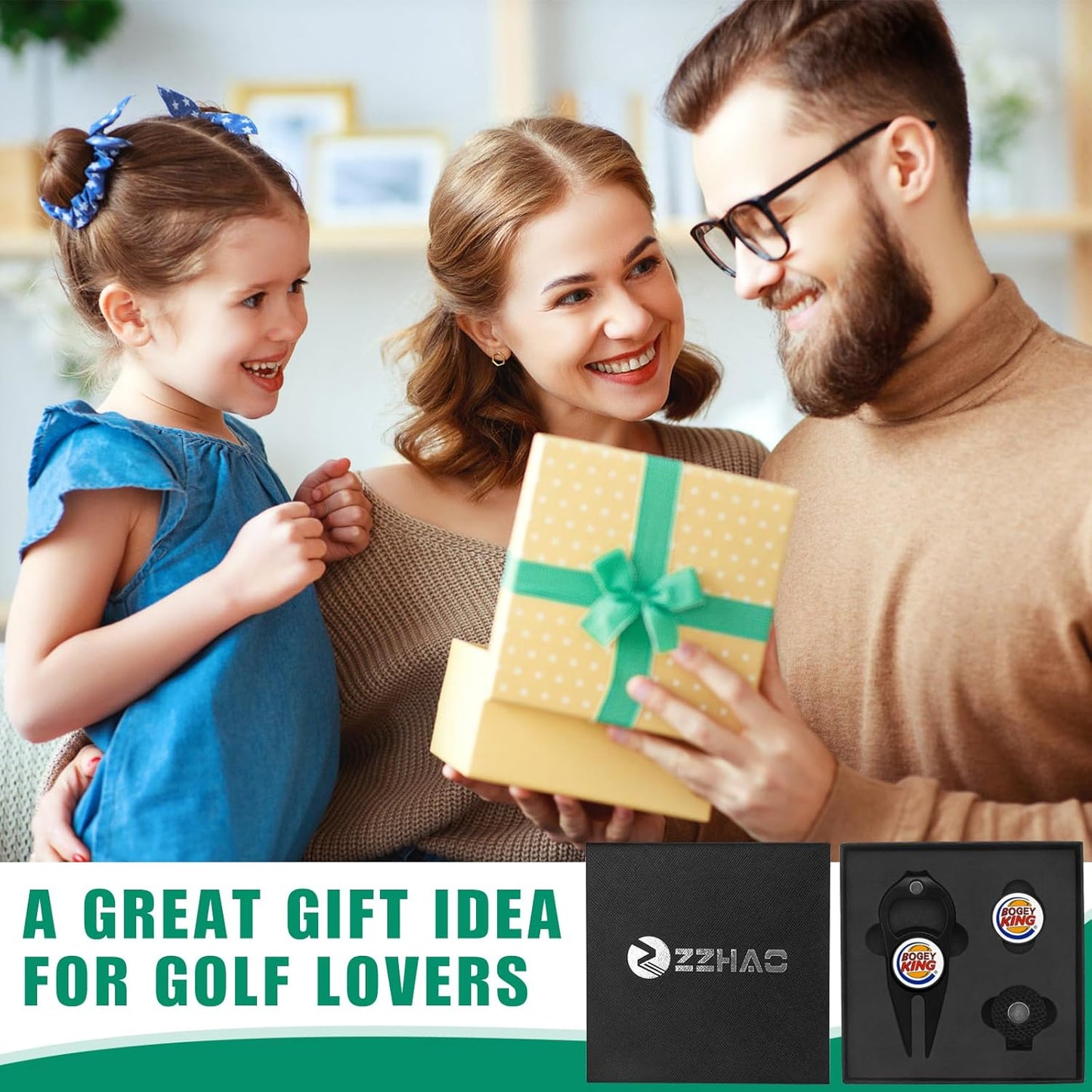 ZZHAO Golf Divot Tool and Golf Ball Marker, Divot Repair Tool,Golf Accessories for Men, Funny Gifts for Men, Tools for Men