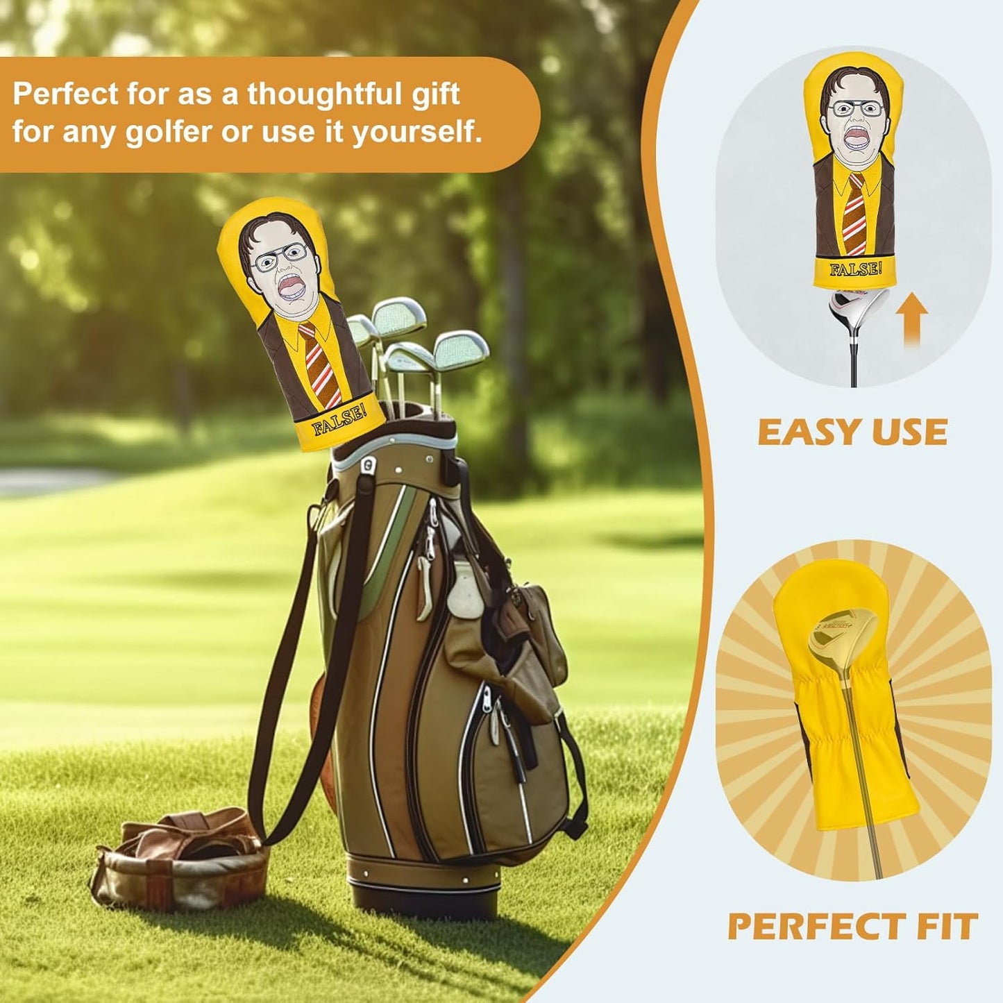 The Office Golf Head Covers, Dwight Golf Club Driver Headcovers, The Office Merchandise, Gifts for Men, Father, Dad, Boyfriend