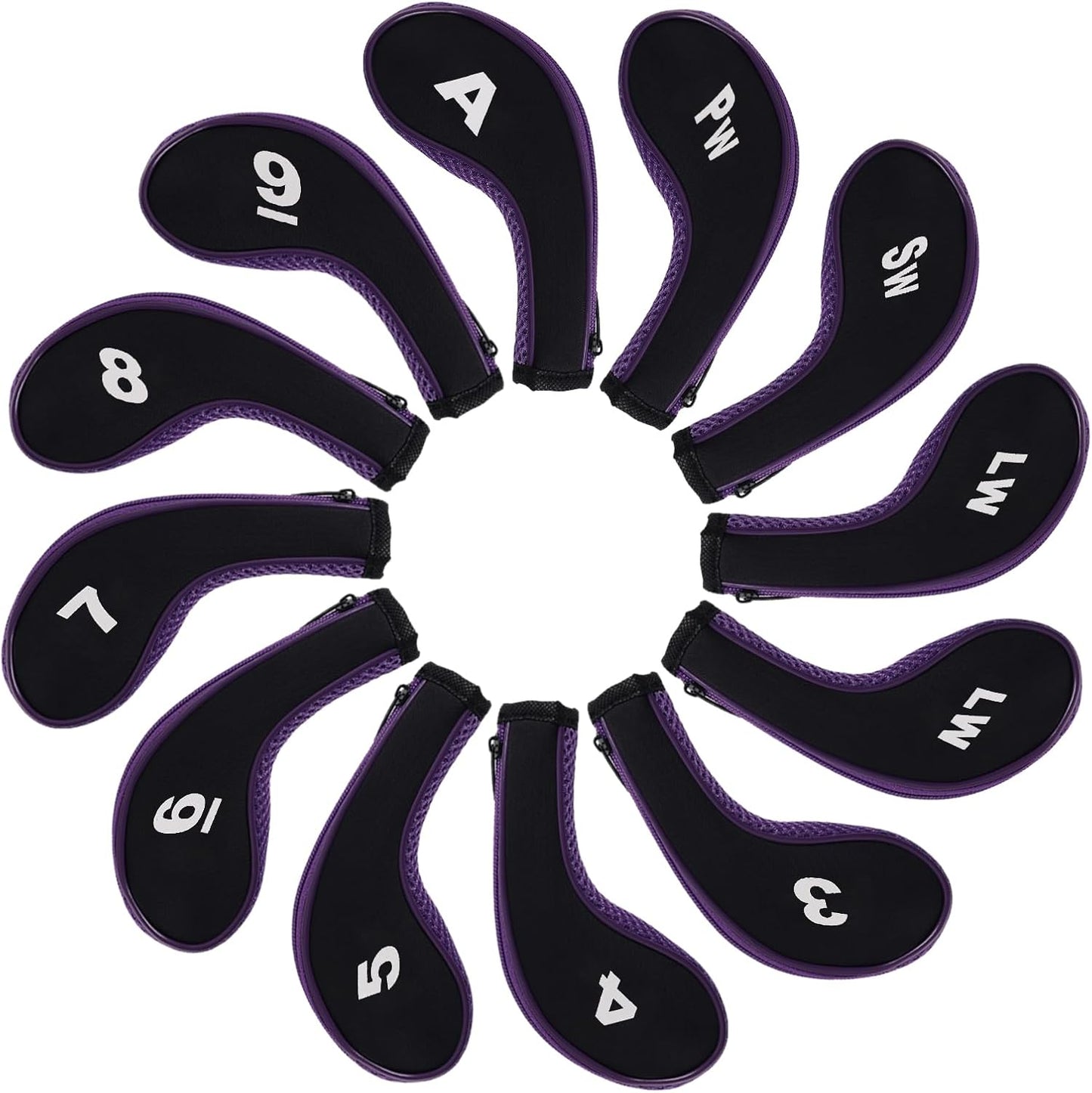 Andux 12pcs/Set Golf Iron Club Head Covers Number Print Long Neck with Zipper