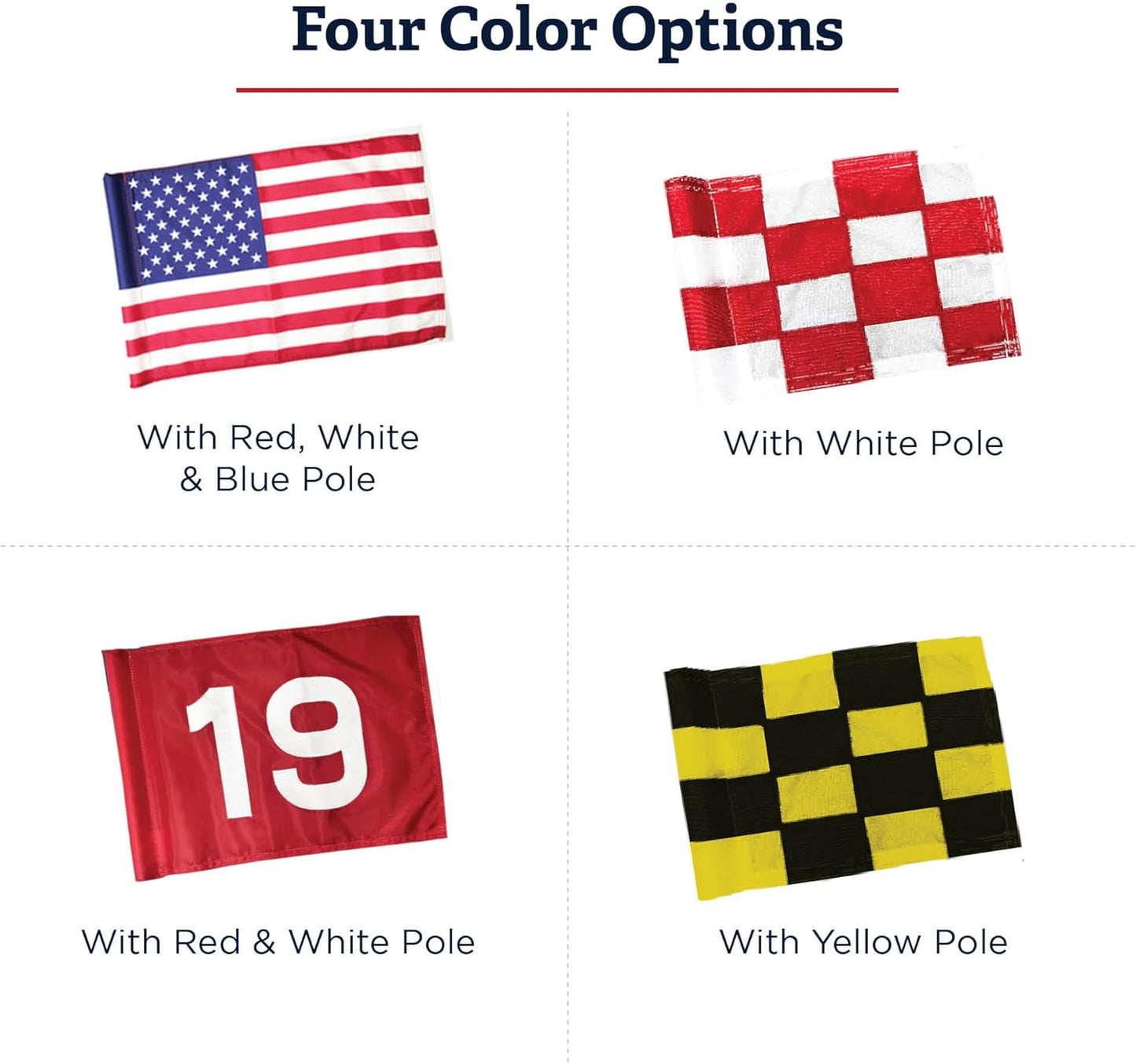 Standard Golf Regulation flagstick, cup & pin flag to use in your backyard or other open space for practice. Use the same products as used by golf courses all over the world and on tour.