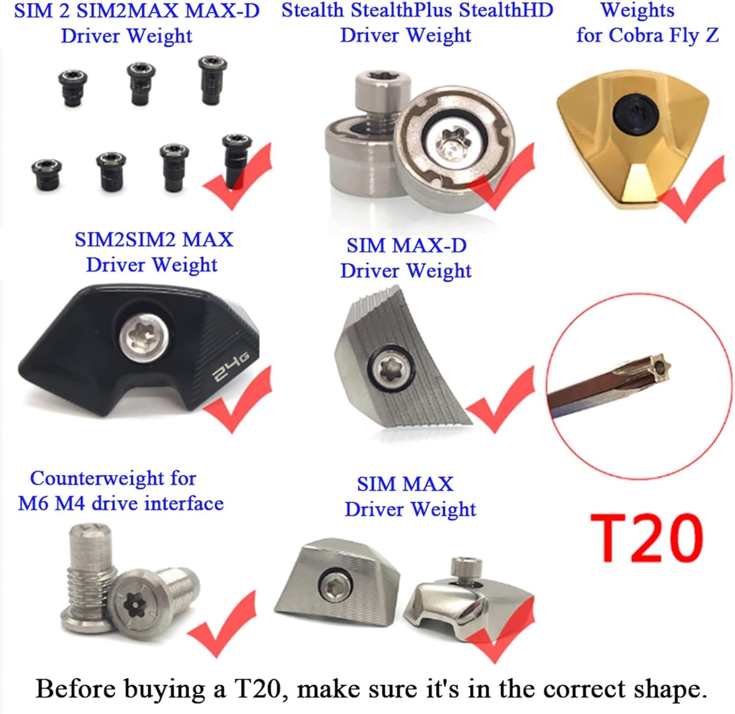 Golf Wrench Tool Fit For Taylormade Adams RBZ Callaway Cobra Weights Driver Fairway Golf Club Wrenches Tools Shaft Adapter Sleeve (T20+T25)