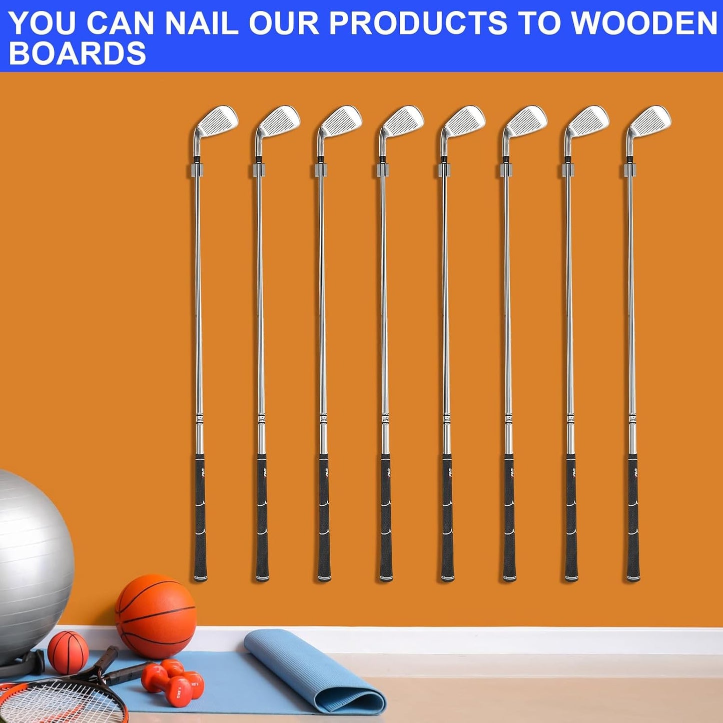 Deekin 30 Pcs Golf Club Hanger Holder Golf Club Wall Mount Rack Storage Organizer for Garage Hanger with 60 Pcs Screws for Wall Display, Grip up Type