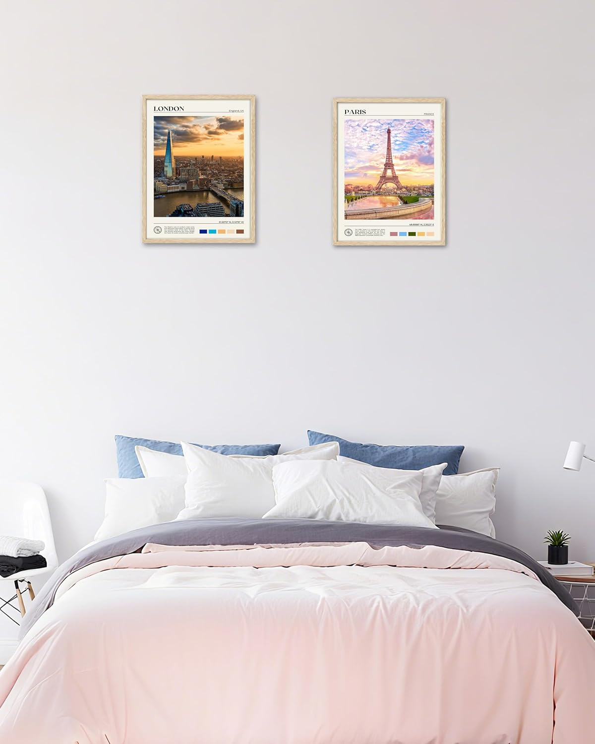 HesenDot Natural OAK Wood Framed Paris City Wall Art,12x16in Iconic Scenery Canvas Wall Print Posters,Classic Urban Landmark Wall Decor for Living Room,Bedroom,Office Gallery Set of 1