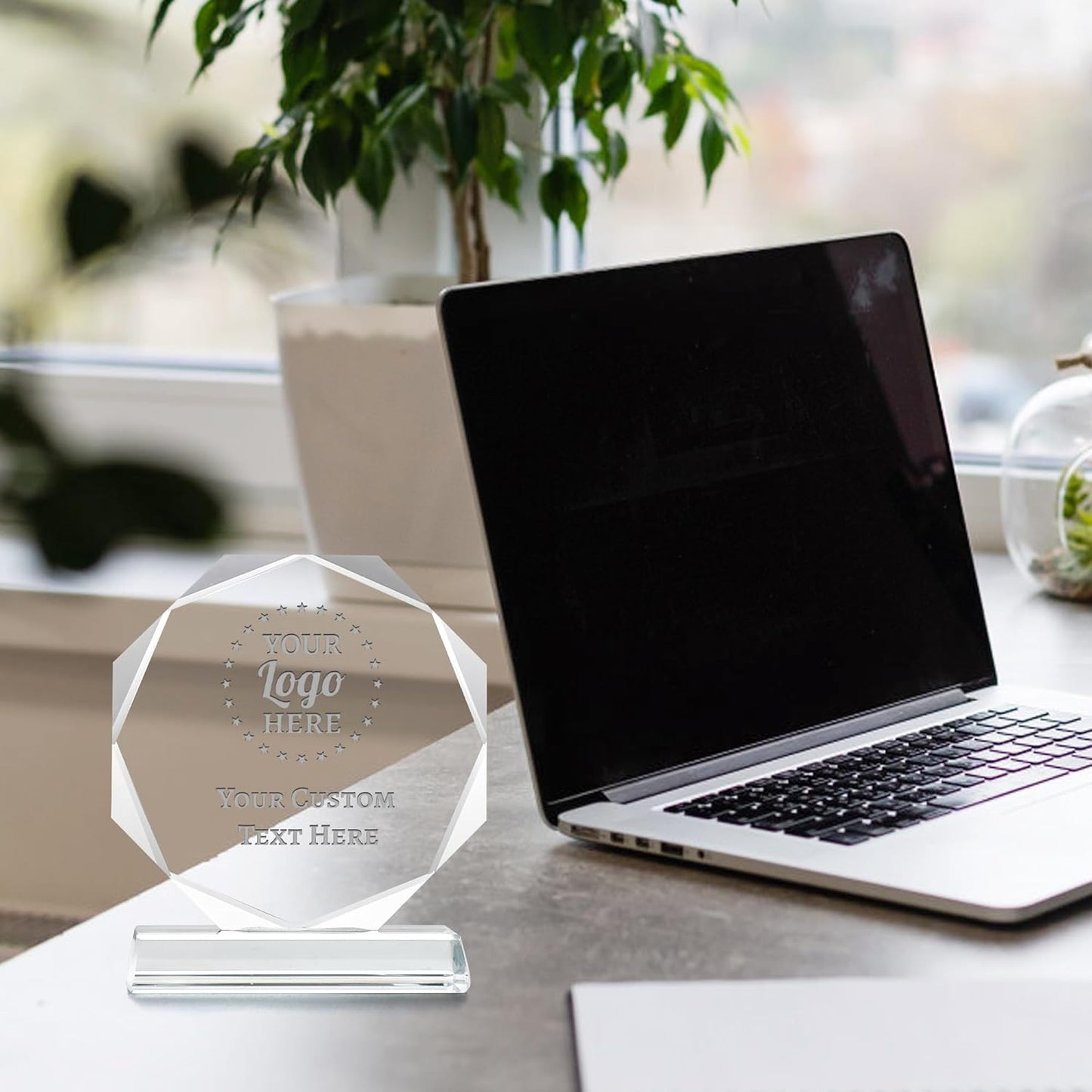 Personalized Crystal Trophy Award - Award for Employees- Plaques Personalized Engraved- Coworker Gift,Employee Appreciation Gift,Retirement Goodbye Farewell Gift (Custom Logo/Engraved)