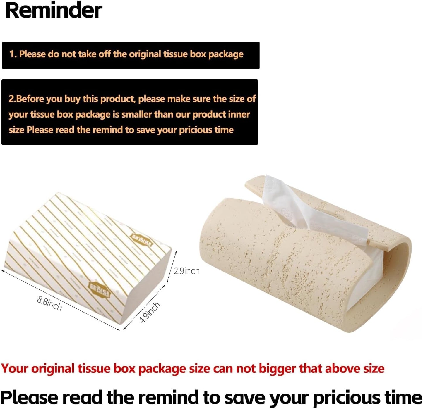 Tissue Box Cover Rectangle, Resin Facial Tissue Holder Covers Toilet Paper Holder, Tissue Holders Decorative Paper Dispenser Home Decor for Bathroom Kitchen Bedroom Living Room Office Yellow