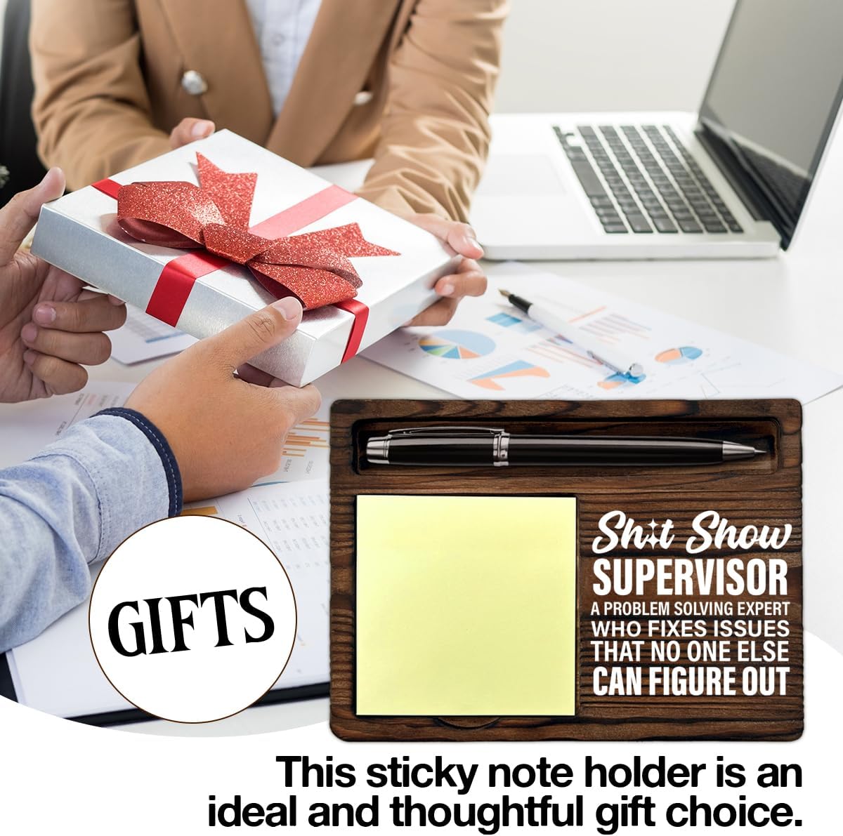 Funny Boss Gifts for Women Men, Best Thank You Gifts for Boss Leader Manager Supervisor Sticky Note Holder Office Decor