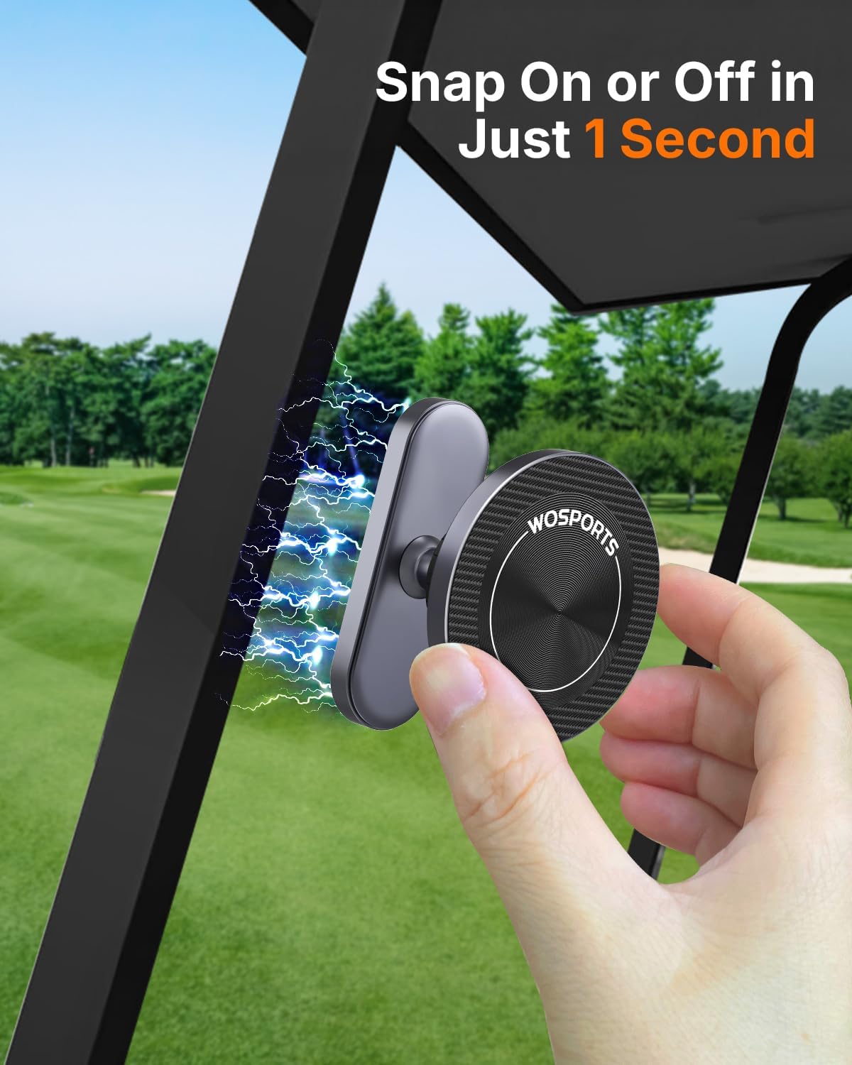 WOSPORTS Magnetic Golf Cart Phone Holder, Golf Cart Phone Mount for iPhone 16 Pro Max 15 14 13 12 Plus