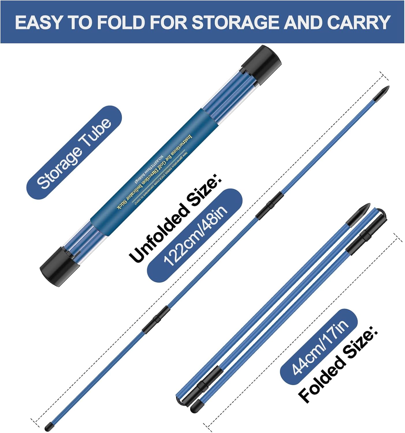 Golf Alignment Sticks 2 Pack,Golf Alignment Rods Upgraded 48" Collapsible Golf Practice Sticks Golf Training Aid for Aiming,Putting,Golf Training Sticks with Clear Tube Case