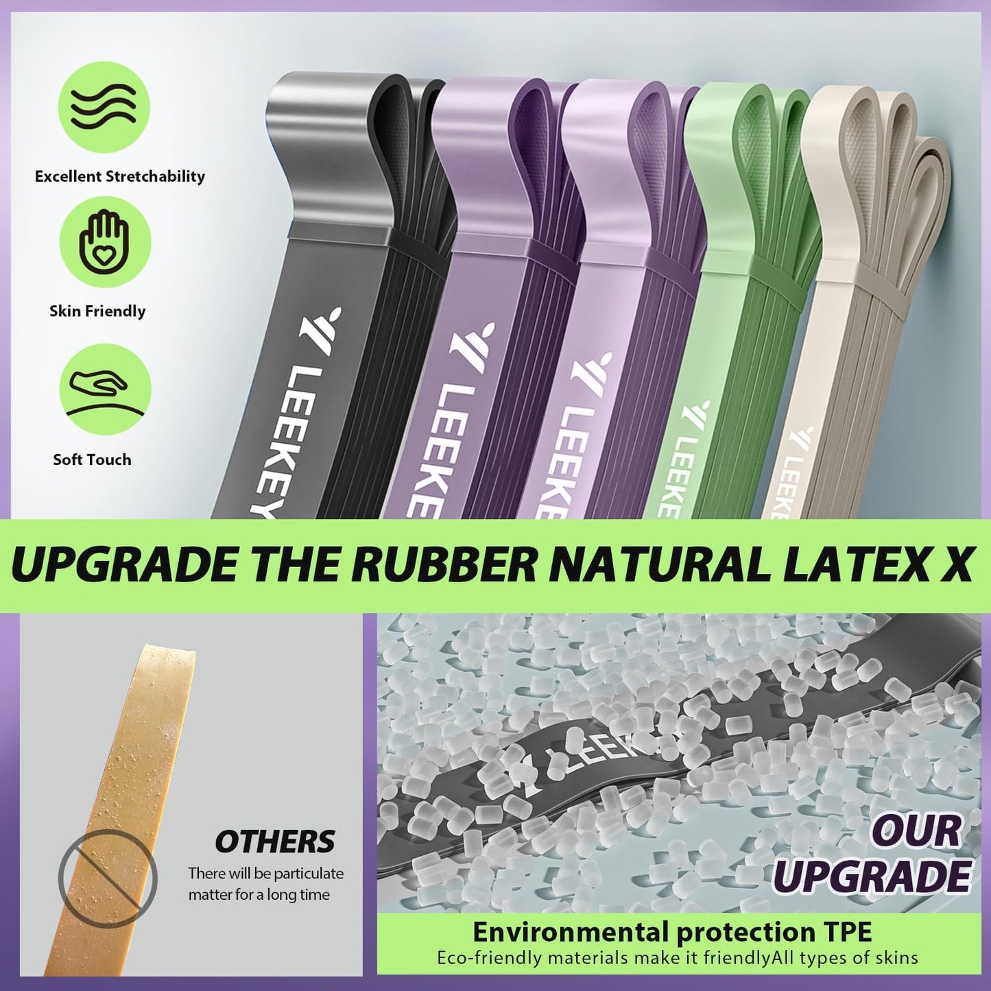 LEEKEY Resistance Bands, Exercise Bands with Handles,Pull Up Assist Bands - Band Set with Door Anchor - Bands for Working Out,Band for Men and Women Fitness Training,Home Workouts