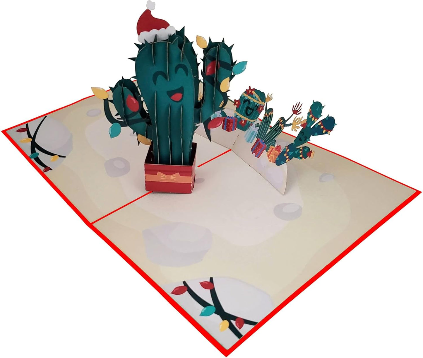 iGifts And Cards Christmas Cactus Pop-Up 3D Card ā Funny Holiday Greeting for Summer Xmas, Warm Climate Celebrations, Happy Holidays Fun Wishes, Best Friends & Neighbors ā 5" x 7"