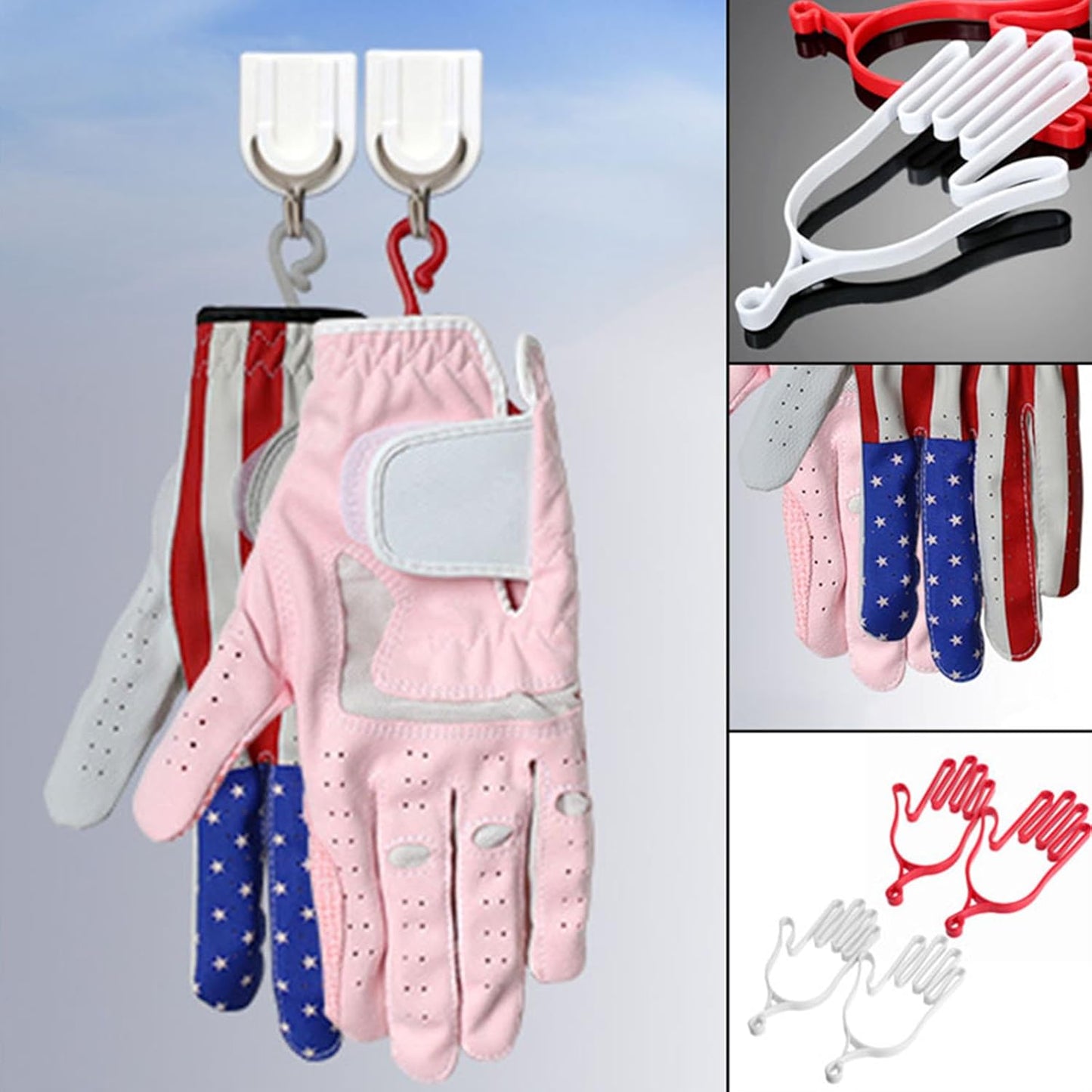 MUXSAM Golf Gloves Stretcher Holder Keeper Hanger Gloves Support Frame Golf Gloves Holder Rack Dryer Shaper Tool Accessories for Golfer Gloves Maintenance(1 Pair 2Pcs)
