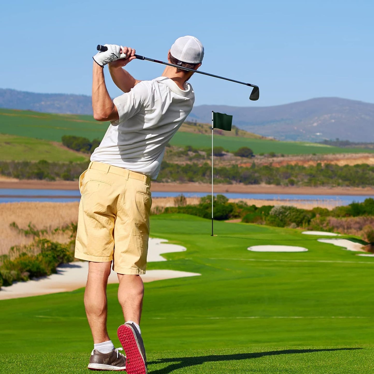 Nuenen 6 Pieces Large Golf Flags with Tube Inserted 20 x 13 Inch 420D Nylon Golf Pin Flags Waterproof Putting Green Pin for Backyard Practice Courses Country Club Garden