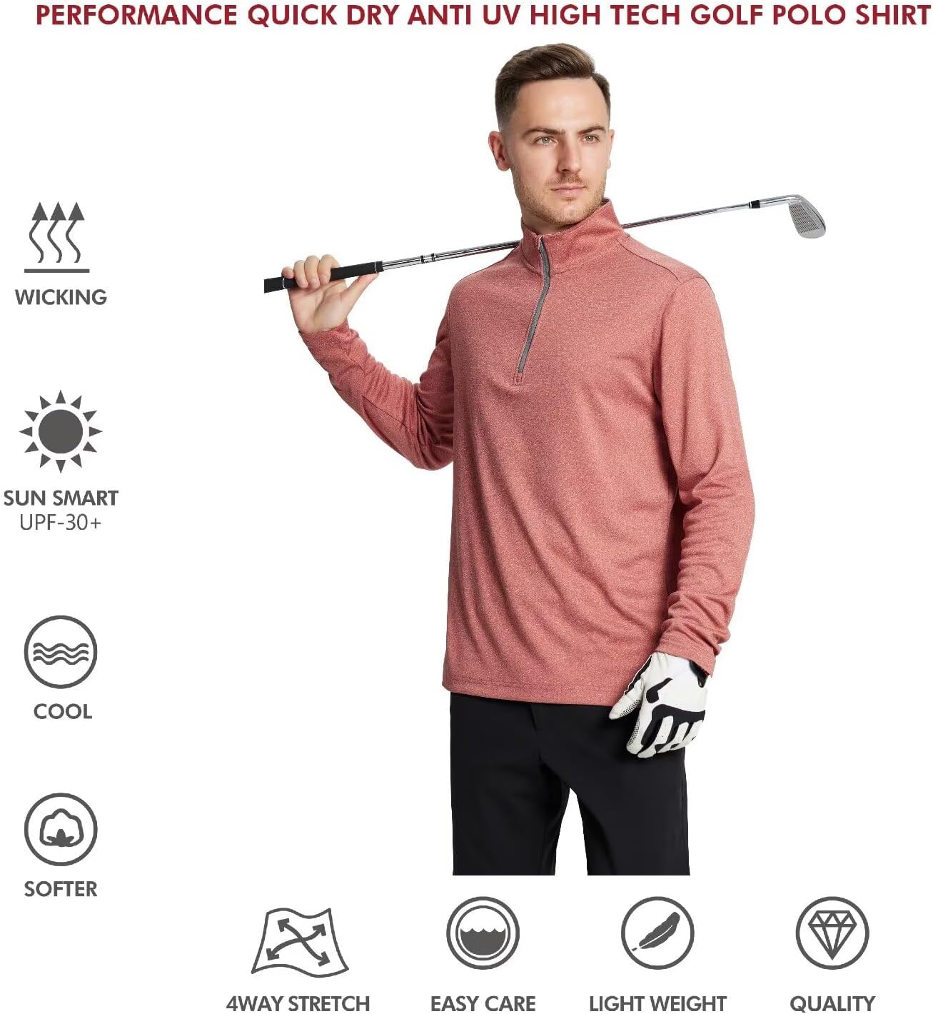 M MAELREG Quarter Zip Golf Pullover Men Dry Fit Long Sleeve Performance Wicking Mock Neck 1/4 Zip Pullover Mens Sweatshirt